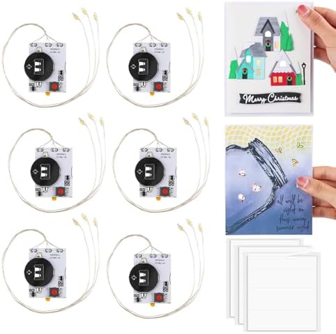 BAOFALI 6 PCS Creative Easy Halo Lights & Easy Lights for DIY Light-Up Christmas Cards Making Scrapbook Decoration ; Self-Adhesive Light-Up Units with Warm White LEDs (Without Battery)