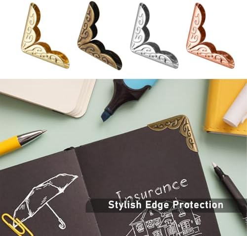 Metal Book Corner Protectors, 80-Pack Vintage Iron Covers & Albums