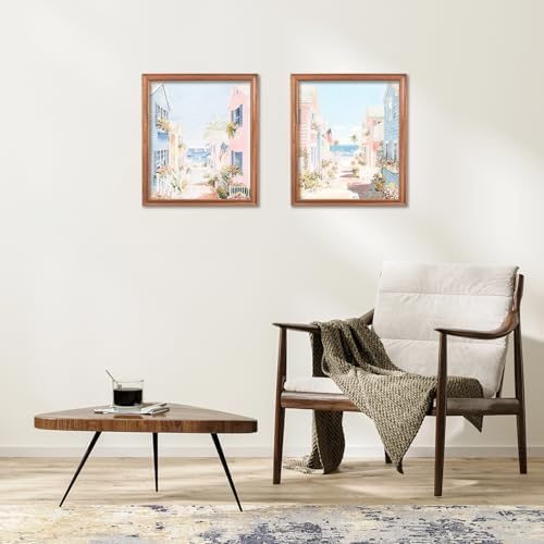 RLTXBUK Diamond Painting Kits for Adults 2 Pack, Coastal Cottage Street Ocean View & Floral Beach Scene, Full Drill DIY Diamond Art Canvas Kits for Home Wall Decor 9.8x11.8 Inch