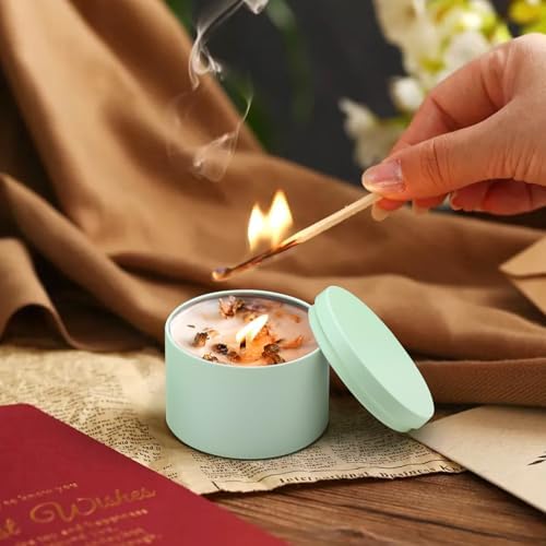 24-Pack 8oz Candle Tins with Lids, Metal Candle Jars for Candle Making, Empty Containers Vessels Bulk for Small Business & Beginners DIY Storage -Green