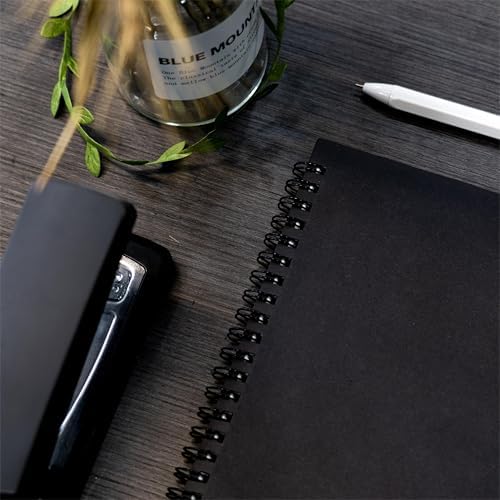 DSTELIN Blank Spiral Notebook, 6-Pack, Soft Cover, Sketch book, 100 Pages / 50 Sheets, 7.5 inch x 5.1 inch, 100GSM, (Black)