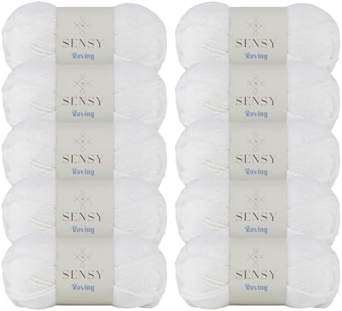 S Sensy Roving - Premium Acrylic&Wool Blend Yarn 10 Skeins White 131 Yards