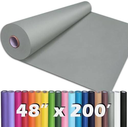 PerkHomy 48" x 2,400" (200') Light Grey Kraft Paper Roll for Craft Bulletin Board Paper Art Table Covering Crafting Gift Wrapping Bouquet Packing Parcel 80GSM 55LB (Light Grey, 48" x 200')
