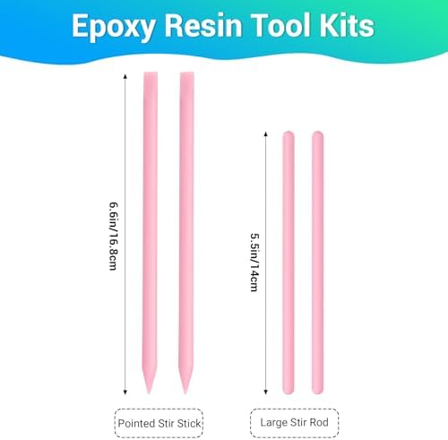 Gartful 4PCS Silicone Stir Sticks Kit for Casting, 2pcs Stick Rods for Resin, 2pcs Pointed Silicone Mixing Sticks, DIY Craft Tool for Resin Epoxy, Paint, Liquid, Pink