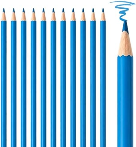 12 PCS Blue Colored Pencils, Pre-sharpened Professional Wooden Art Pencils Set for Artists Painting | Premium Drawing Sketching Supplies