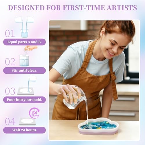 K KERNOWO Epoxy Resin Kit 2 Part Resin and Hardener Bubble Free & Crystal Clear Epoxy Resin for Beginners for Casting Coating, Jewelry Making, DIY Crafts