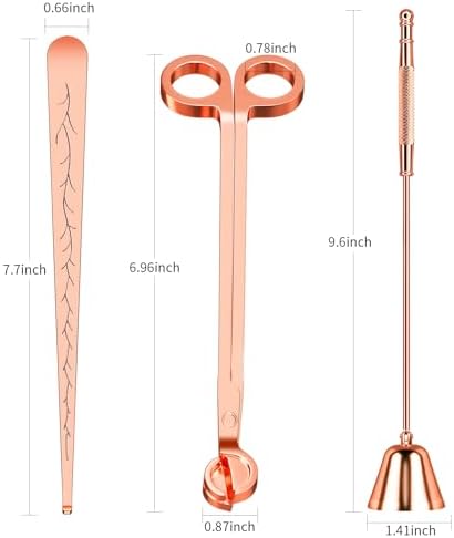 Calary 3 in 1 Candle Care Kit - Wick Trimmer, Snuffer & Dipper Set (Rose Gold)