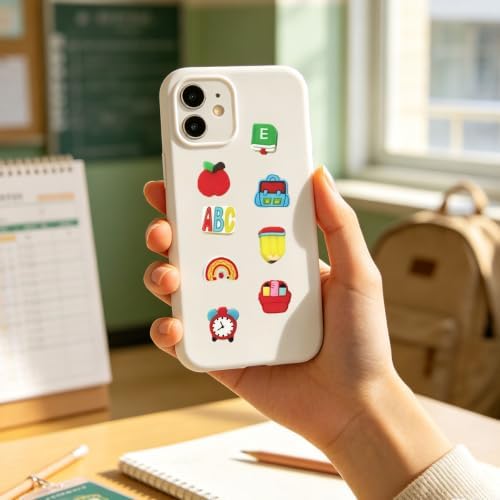 100Pcs Back to School Polymer Clay Beads, Apple Pencil Teacher School Bus Spacer Beads for Bracelet Necklace Making DIY Jewelry Craft Kit Teacher Appreciation Gift School Theme Party Supplies
