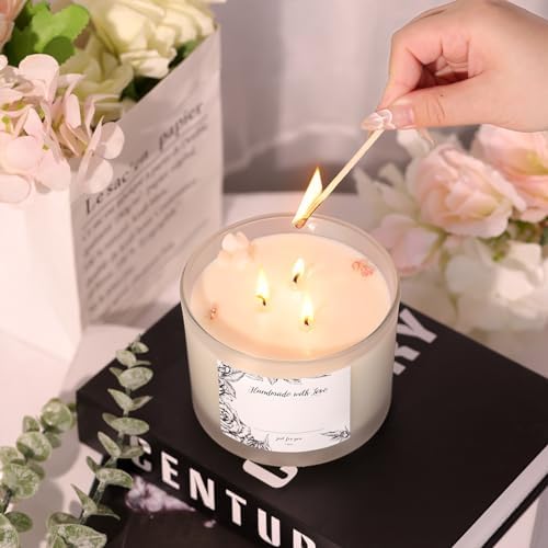 6 PCS 16 oz Frosted White Glass Candle Jars - 3 Wick, Empty Candle Containers for Candle Making Supplies