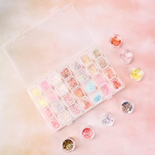 Gem Organizer, Segbeauty Clear Bead Container 28 Compartments with Secure Lids, Removable Tiny Jewelry Storage Box, Transparent Jewelry Organizer for Seeds Craft Making Accessories