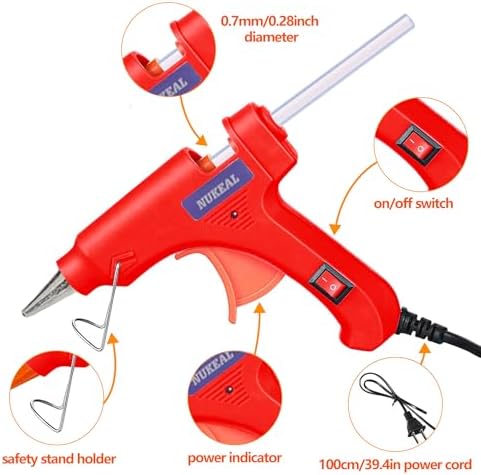 6 Pack Mini Hot Glue Gun Kit for Crafts, 20W Fast Preheating Kid-Safe Glue Gun, Anti-Drip Nozzle, LED Light & Stand, for DIY Arts, School Projects, Home Decor & Holiday Decorations (6 Colors)