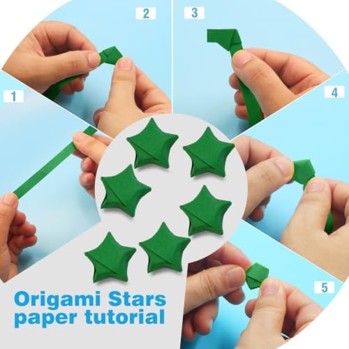 FoDau770 Solid Color Star Paper Strips - 360 Sheet, Dark Green