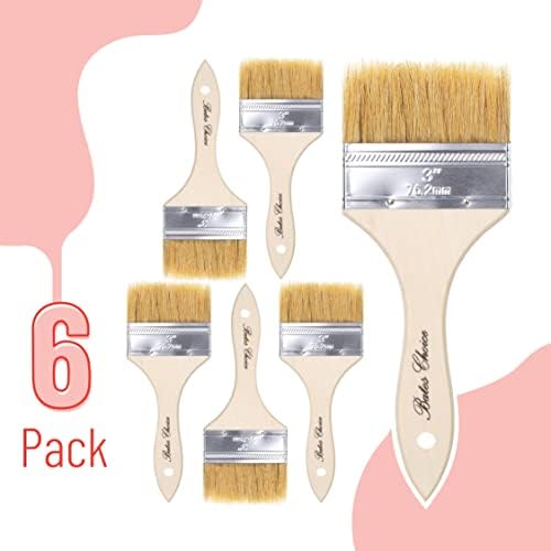 Bates- Chip Paint Brushes, 3 Inch, 6 Pack, Chip Brush, Brushes for Painting, Paint Brushes, Stain Brushes for Wood, Natural Bristle Paint Brush, 3 Inch Paint Brush, Chip Paint Brushes for Paint