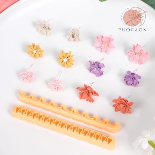 Puocaon Flower Petal Polymer Clay Cutters for Jewelry Earrings Making