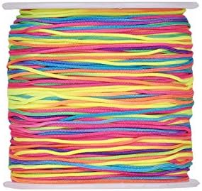 100 Yards 0.8mm Braided Nylon Crafting Thread Chinese Knotting Beading String Macrame Cord Rope for Necklace Bracelet Jewelry Craft Making, Colorful