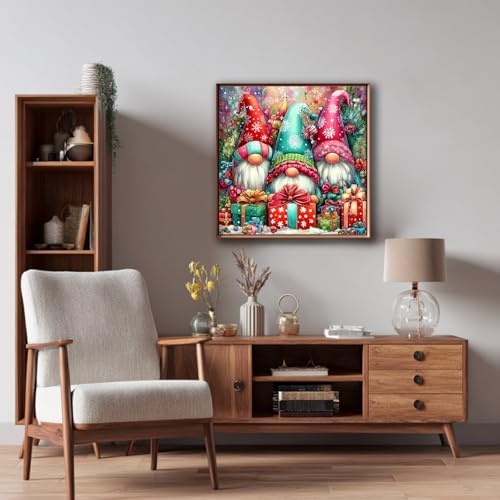 Reivworl Christmas Framed Paint by Numbers Kit for Adults with Wooden Easel, Gnome Paint by Numbers, Painting by Number for Home Decor 16X20 Inch with Gifts Box