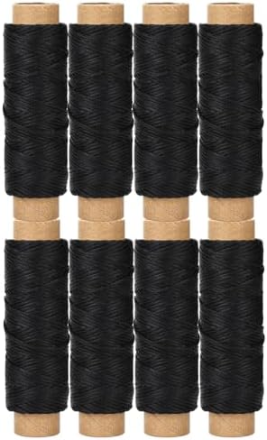 8 Black Waxed Leather Thread 1mm 150D Sewing Cord Pack for Crafting
