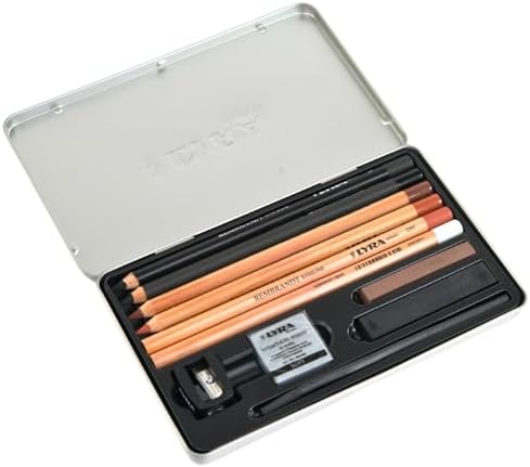 Lyra Rembrandt Sketching Set - 11 Assorted Carbon Pencils Drawing Charcoal Pastel Sticks and Accessories for Artists - Variety of Multipurpose Durable Pencils for Drawing Blending & More