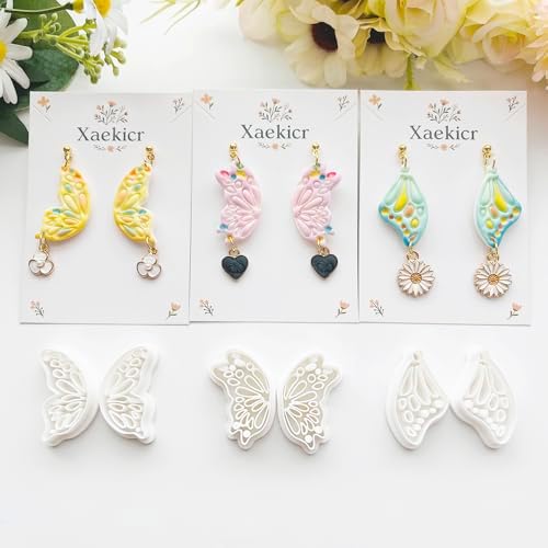 12 Pairs Butterfly Wing Polymer Clay Cutters - Detailed Texture Jewelry Making Tools for Earrings & DIY Crafts, Soft Clay Shaping Molds