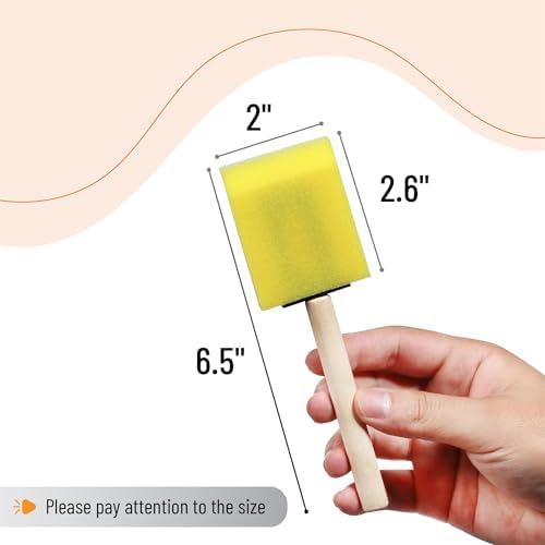 Bates- Foam Paint Brushes, 2", 16 Pack, Yellow Sponge Brushes for Painting, Staining