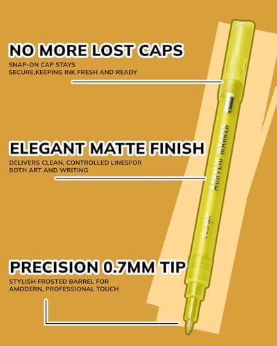 JusArt 4 Pcs Gold Jumbo Poster Marker Set, 15mm and 0.7mm Tip