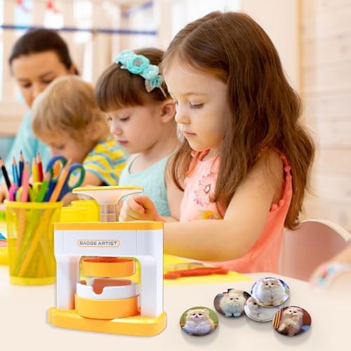 Button Maker Machine 55mm/2.16in, Pin Maker Machine Kit for Kids, Orange