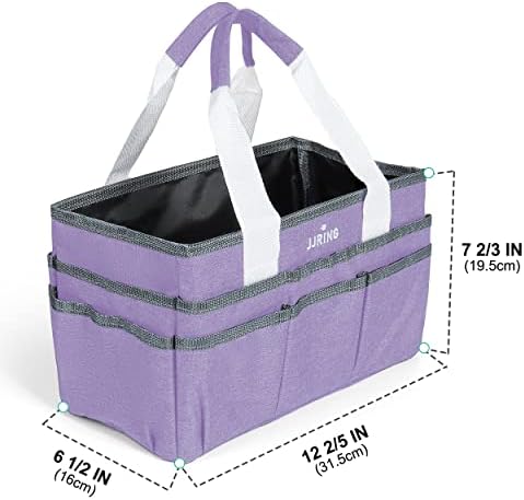 JJRING Craft Organizer Tote Bag Art Storage Caddy Lilac | With Multiple Pockets For Sewing, Scrapbooking, School, Medical, And Office Supplies