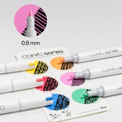 Copic Acrea 6 Colors Set Vivid, water-based pigment ink drawing pens