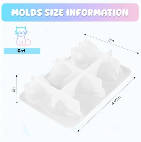 2 Pack Animal Silicone Molds, 3D Cute Cat Silicone Molds with Realistic Cat Shapes, Crystal Ornament Casting Moulds for Resin Casting, DIY Chopsticks Display Holder, Painting Pen Desktop Decor (Cat)