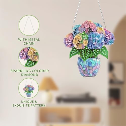 AIBOERL Diamond Art Kits for Adults, Flower Acrylic Hanging Suncatcher