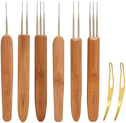 Dreadlock Crochet Hook Tool Dreadlock Needle for Braid Hair and Crafts 0.5mm 0.75mm Needle with 2 Interlocking Tool for Locs Weaving Crochet Tightening Accessory 8 Pcs/Kit