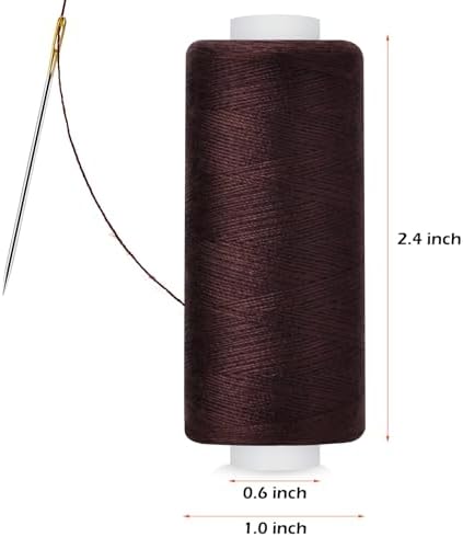 6 Pcs Polyester Thread Kit - 400 Yards Each Spool, Sewing Threads for Machine & Hand Stitching, Embroidery, Includes Sewing Needle & Threader