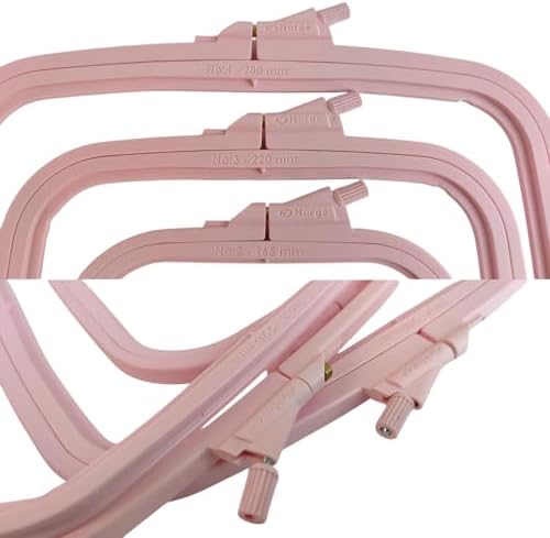 Nurge Square Embroidery Hoop - Plastic Cross Stitch Frame for Needlepoint & Embroidery - Adjustable Craft Hoop - Pink - Set of 3