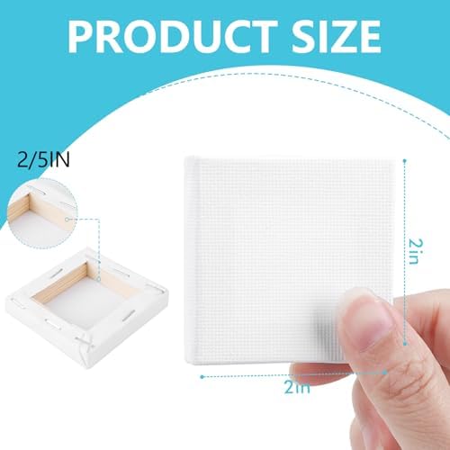 ESRICH Mini Stretched Canvas 24Pack 2x2inch, 2/5''Profile Art Primed Canvases for Painting, Cotton Small Professional Stretched Canvas for Kids and Art Supplies.
