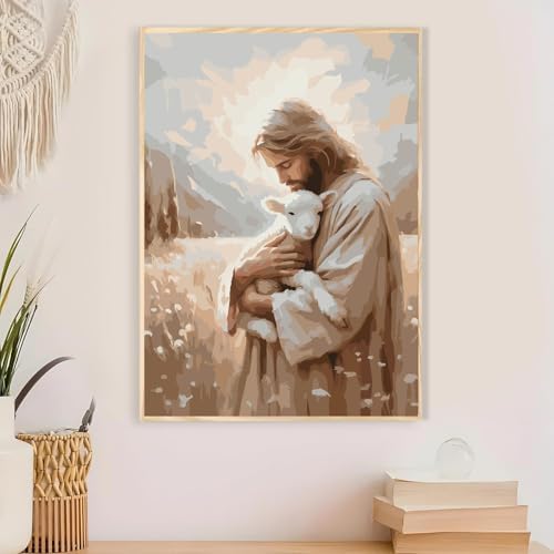 Jesus Paint by Numbers Kit for Adults Framed Canvas, Frameworkless