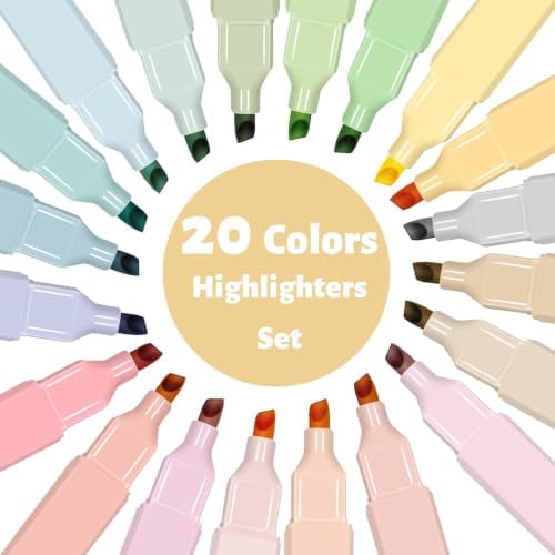 Vitoler 20Pcs Highlighters,Pastel Highlighters Set,Assorted Morandi Color Highlighter, Chisel Tip Bible Highlighter for School Office Supplies | Aesthetic,Cute Pastel,No Bleed,Dry Fast, Bible Study for Journaling Planner Notes School Supplies