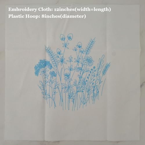 Esffaci Embroidery Starter Kit for Adult Beginner with Flowers Pattern Hand Embroidery Set with Cloth Hoop Needle Threader Floss and Instruction