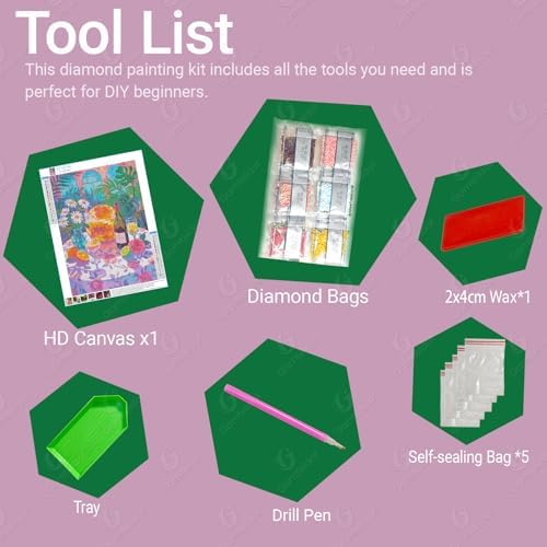Gamteldot Disco Diamond Art Kits for Adults Beginners,DIY Diamond Art 5D Full Drill Diamond Dots Diamond Painting with Complete Tools,Pefect Art Crafts for Home Wall Decor Gift-12x16in-Restaurant