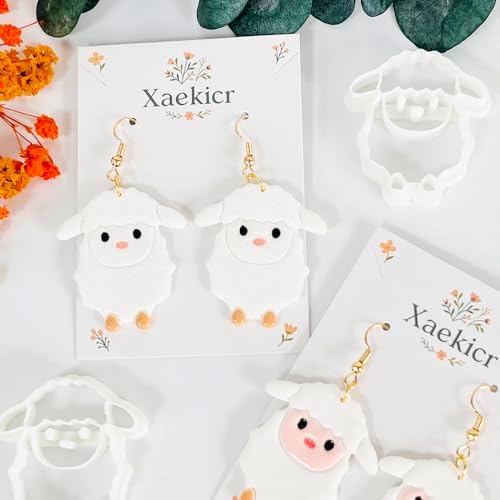 Xaekicr Cute Sheep Polymer Clay Cutters Set – Animal Clay Earring Cutters for Polymer Clay Jewelry Making – Clay Tools & Molds for DIY Crafts