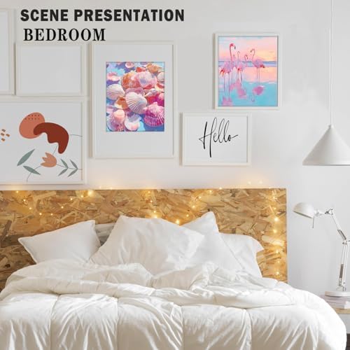 XUNLURY Summer Coastal Beach Diamond Art Kits 2 Pcs, Pastel Ocean Palm Tree Boat Diamond Painting Kits for Adults Beginners, Full Drill Diamonds Dots for Home Decor, 9.8x11.8 Inch