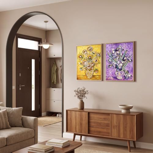 FunooFuno 2 Pcs Sunflower Iris Pearl Diamond Art Kits for Adults, 16" x 20"