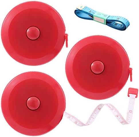 Tape Measures Retractable, Fabric Measuring Tape, 60 Inch Small Sewing Tape Measure for Craft Nursing Medical Travel(3 Pack/Red)