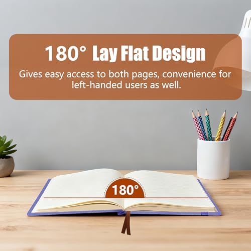 Lined Journal Notebook, A5, 192 Pages 100 GSM Thick Paper, Hardcover Leather College Ruled Journal for Writing, Men Women, Journaling, Daily, Work, Office, Home School Business(Purple)