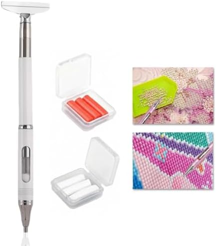 Diamond Art Painting Pen, Automatic Refillable Wax Rhinestone Picker with Metal Scraper Head, Dual-Ended DIY Embroidery Accessories for Diamond Art, Nail Art & Crafts