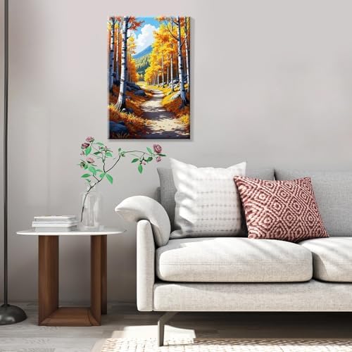 JOOZ Framed Paint by Numbers Kit for Adults, Fall Landscape, 8x12 Inch