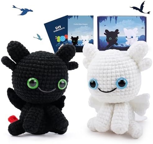 2PCS Dragons Crochet Kit for Beginners Crochet Starter Kit for Adults