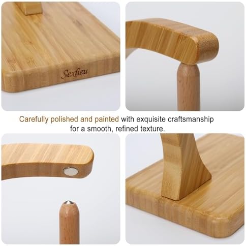 Yarn Holder for Crocheting and Knitting - Magnetic Wooden Yarn Holder Spinner, Ideal for Crochet Accessories, Knitting Accessories, Cool Gifts for Crocheters and Knitting Lovers （Natural）