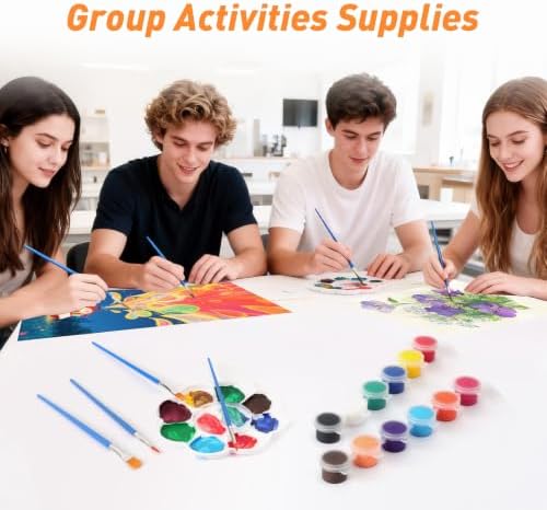 24 Pack Mini Acrylic Paint Set, 12 Colors Acrylic Paint Strips with 48 Brushes, Washable Paint for Kids & Adults Craft, 336 PCS Painting kit for Easter Eggs, Birthday, Party Favor, Classroom Art Gifts
