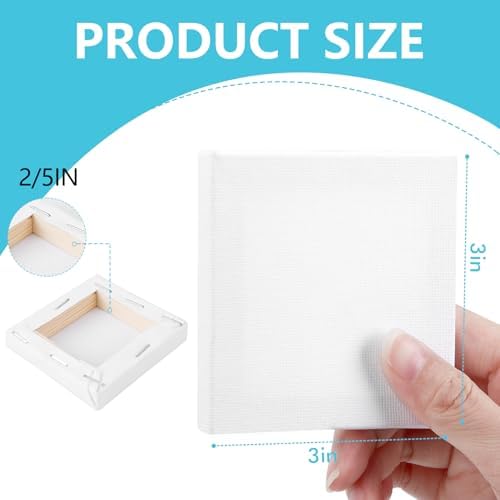 ESRICH Small Canvases for Painting 3x3IN, Mini Canvas in Bulk 12Pack, 2/5In Profile Small Square Canvas, Blank Canvases are Great for School Projects and Kids Birthday Parties, Home Decor Project.