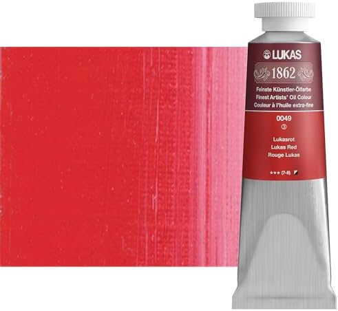Lukas 1862 Professional German Oil Paint, Lukas Red 37 mL - w/Beeswax & Non-Yellowing Sunflower Oil, Short Drying Time, Smooth, Outstanding Lightfastness